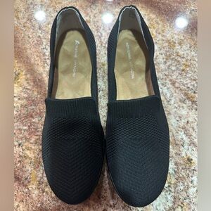 ADRIENNE VITTADINI SHOES LOAFERS SLIP ONS Loafers BLACK STRETCH KNIT MESH SZ 8.5